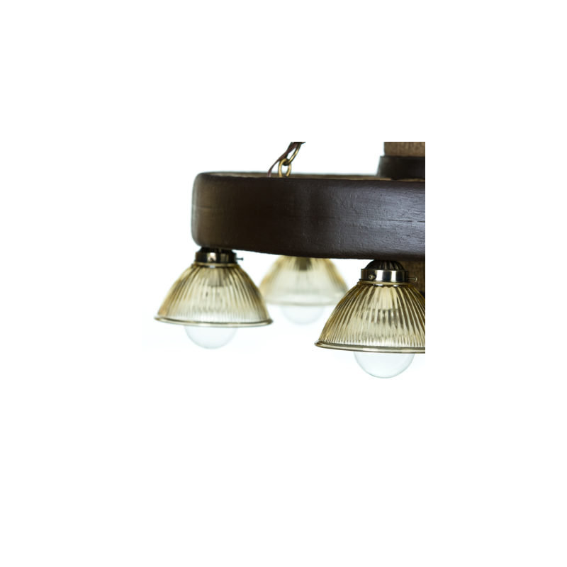 Lustre de roue de wagon à 6 lumières ombrées Leonardo