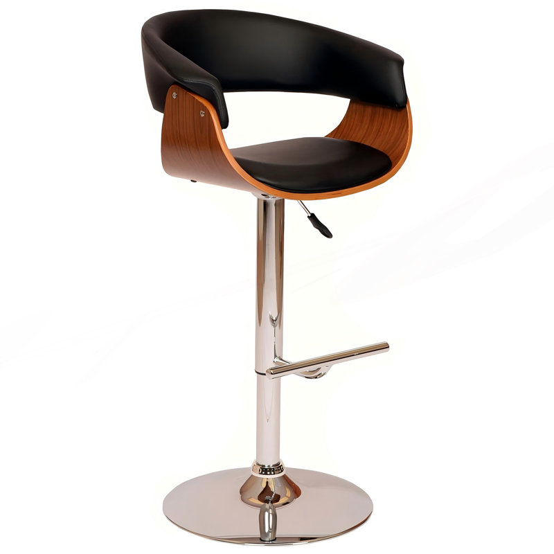 Tabouret tournant à hauteur réglable avec base chromée