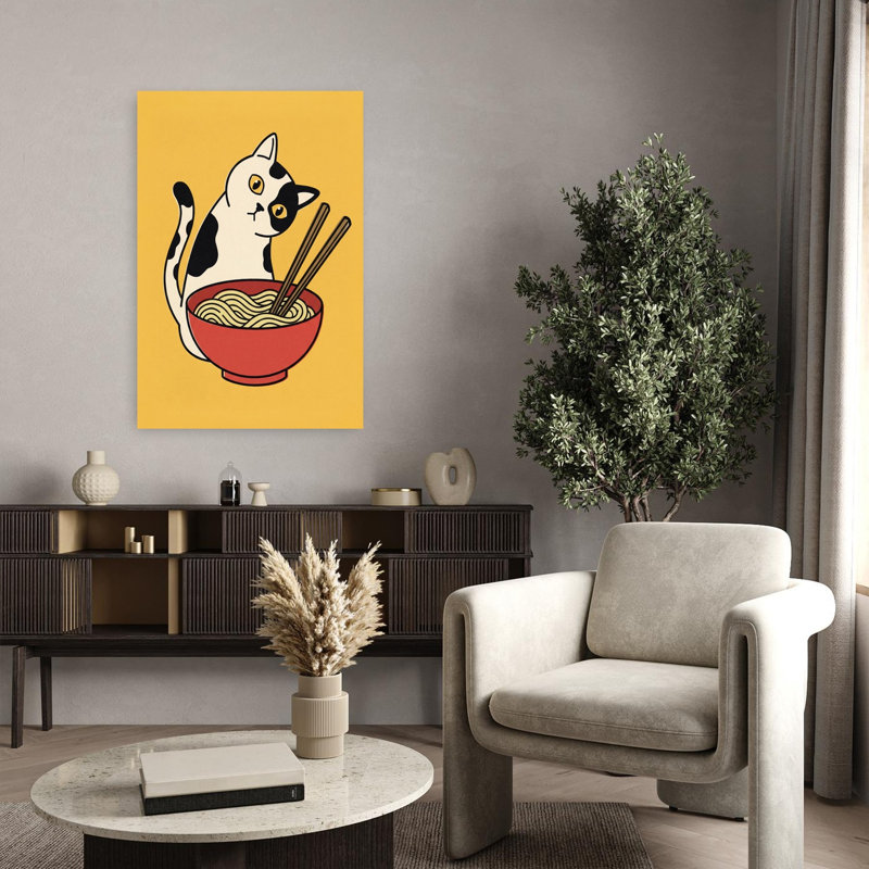 «Curious Cat Ramen», art mural contemporain, H 36 po x l 24 po