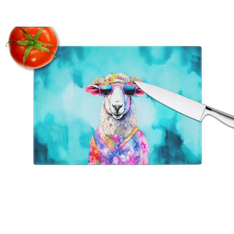 Hippie Animal Sheep Glass Cutting Board