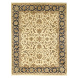 Hand Knotted Wool Oriental Area Rug in Ivory And Black