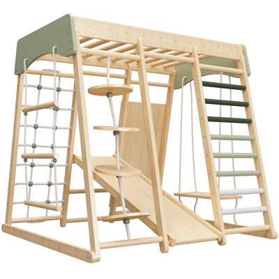 Extra Large 8-in-1 Climbing Set, Wood Climber and Slide