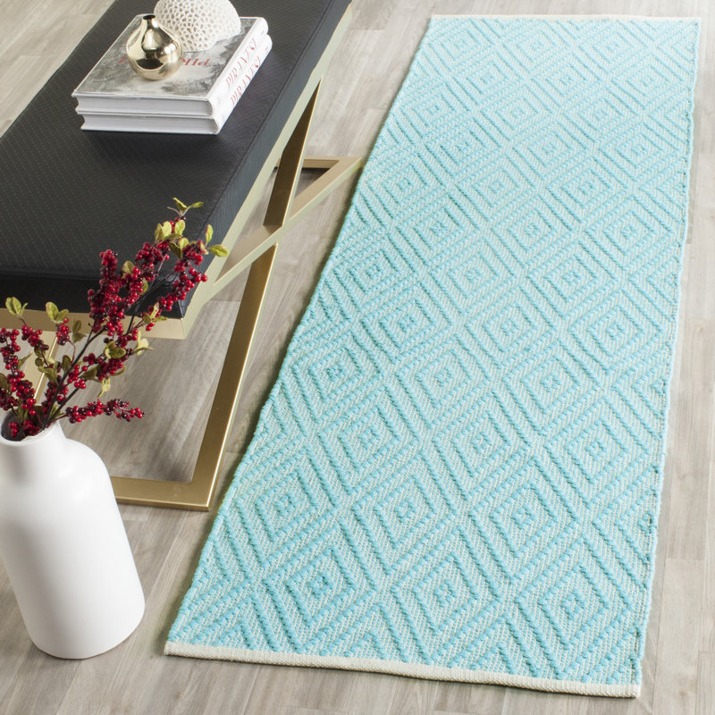 Haqeem Hand Woven Cotton Geometric Rug, Runner 2'3" x 9'