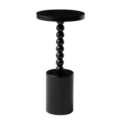 Farmhouse Pedestal End Table, Rustic Wood Drink Table with Base, Round Martini Table