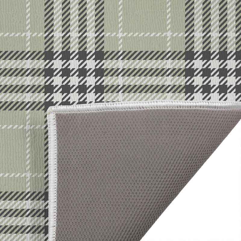 Christopher's Plaid Outdoor Doormat, 17" W x 24" L, Light Green/Green