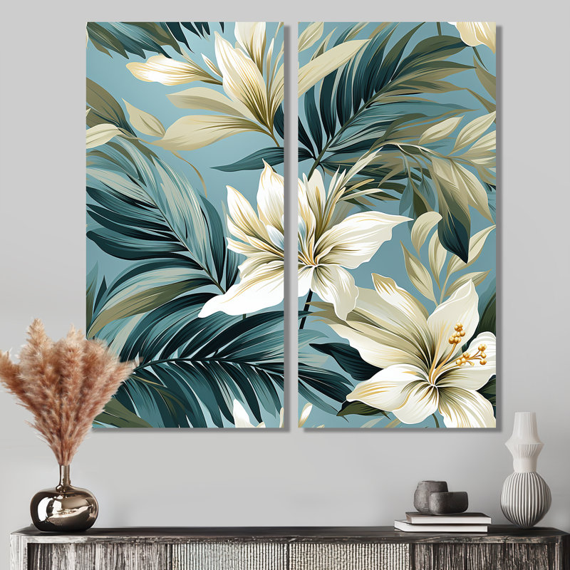 Motif tropical côtier neutre 2 pièces, 20" H x 24" W, Framed Wrapped Canvas, Does Not Apply