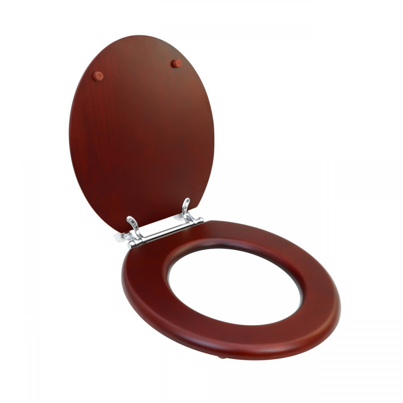 Round Toilet Seat and Lid, Cherry, Chrome-plated