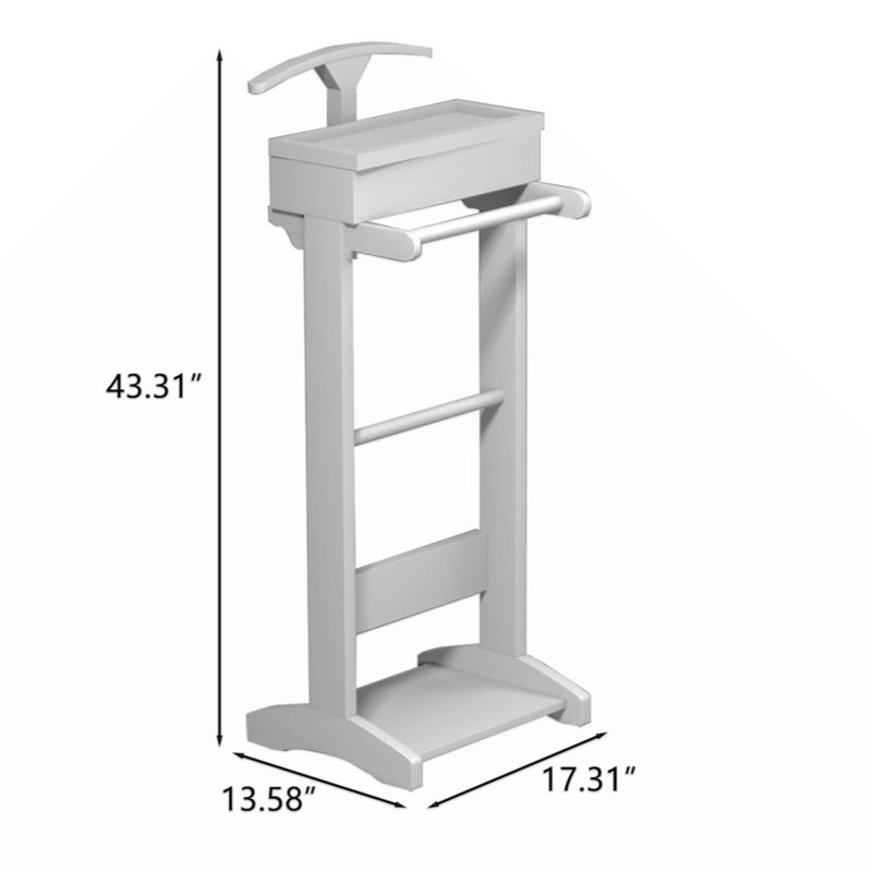 White MDF Freestanding Garment Rack with Storage Drawer