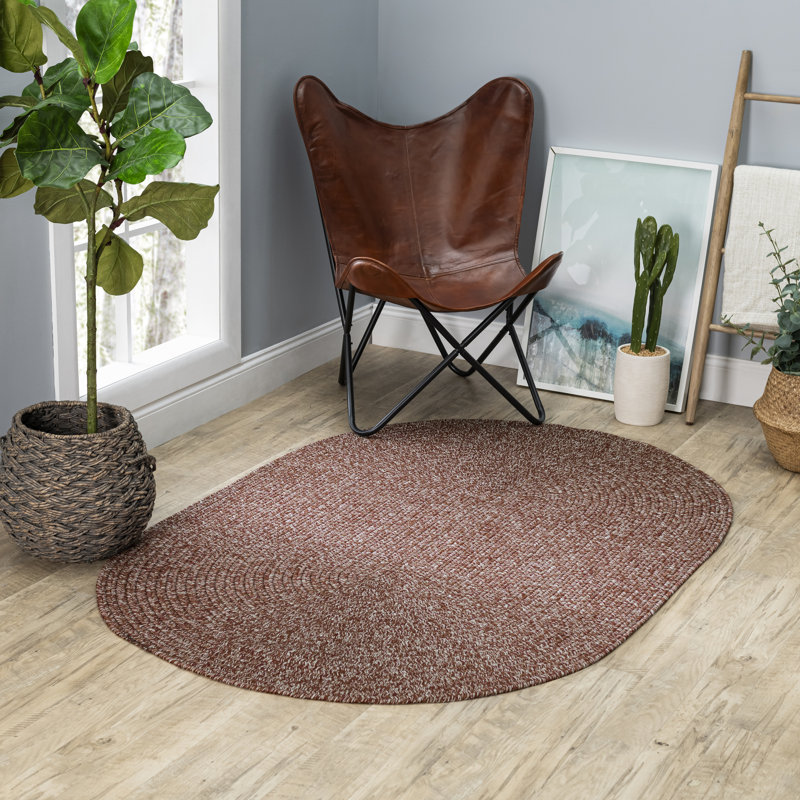 Indoor/Outdoor Braided Rug Happel Earthy Terracotta Rug, Round 10'