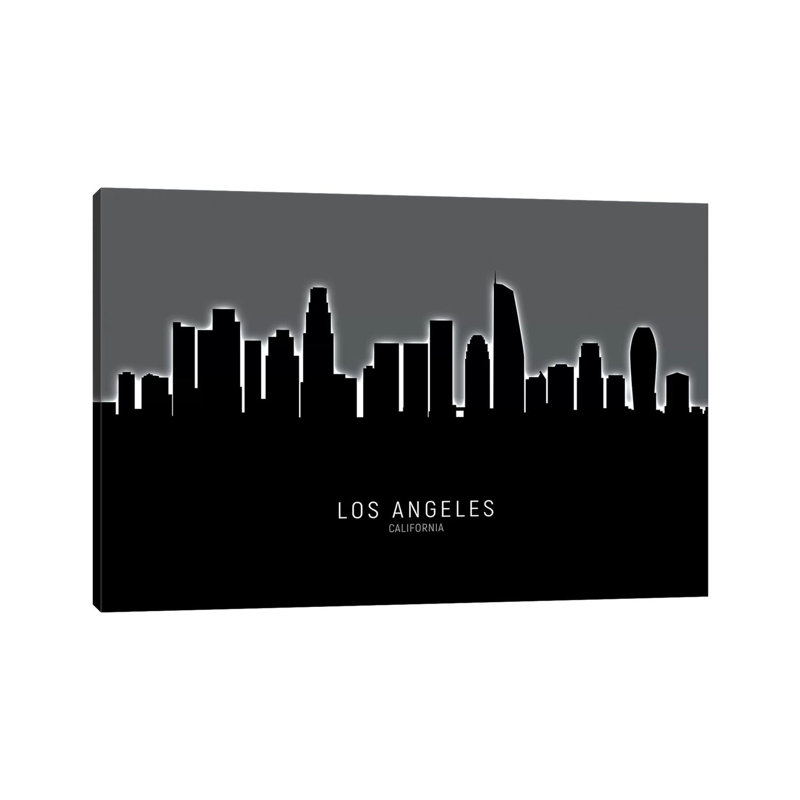 Los Angeles California Skyline by Michael Tompsett - Wrapped Canvas Print, 20.32 cm H x 30.48 cm W
