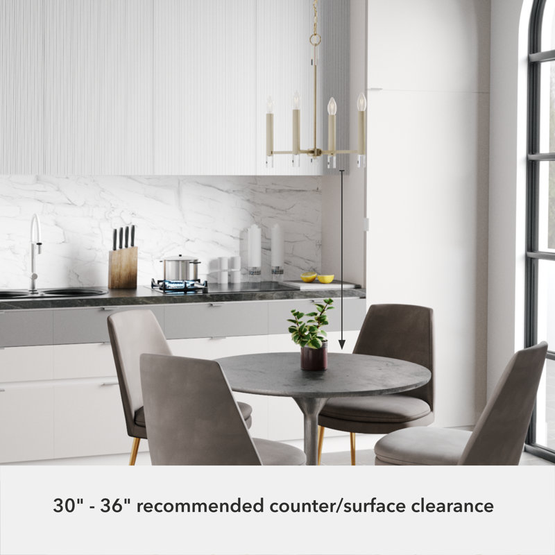 Hunter Sunjai 4 Light Pendant Ceiling Light Fixture, Alturas Gold