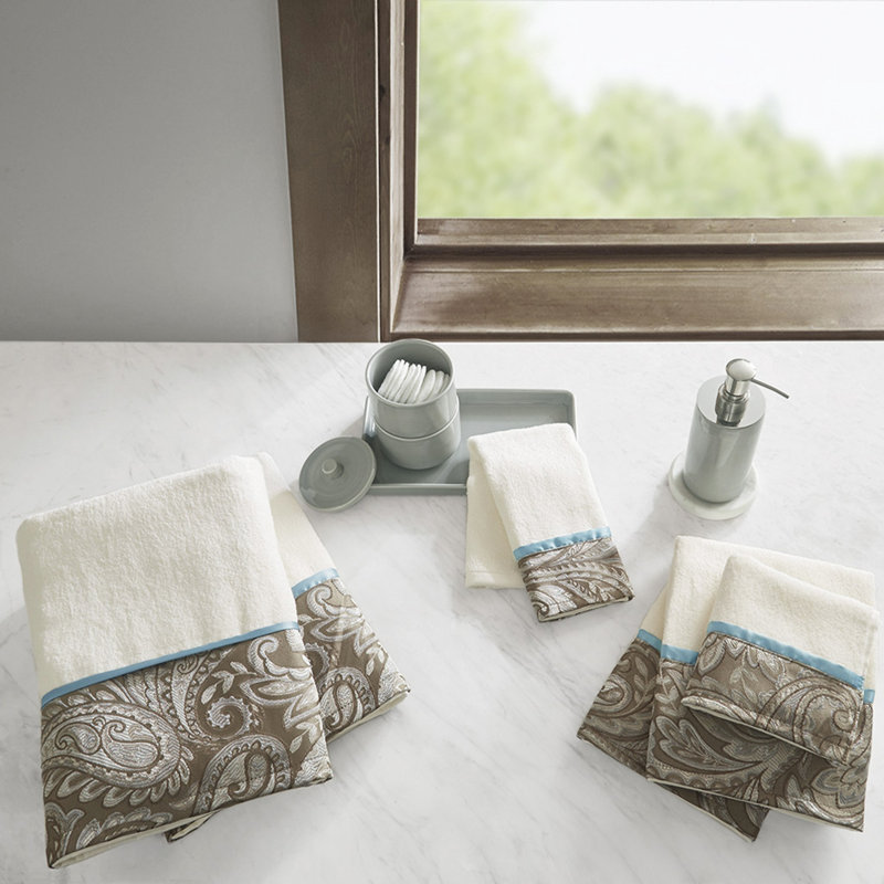 Ensemble de serviettes 6 pièces, Bleu/brun