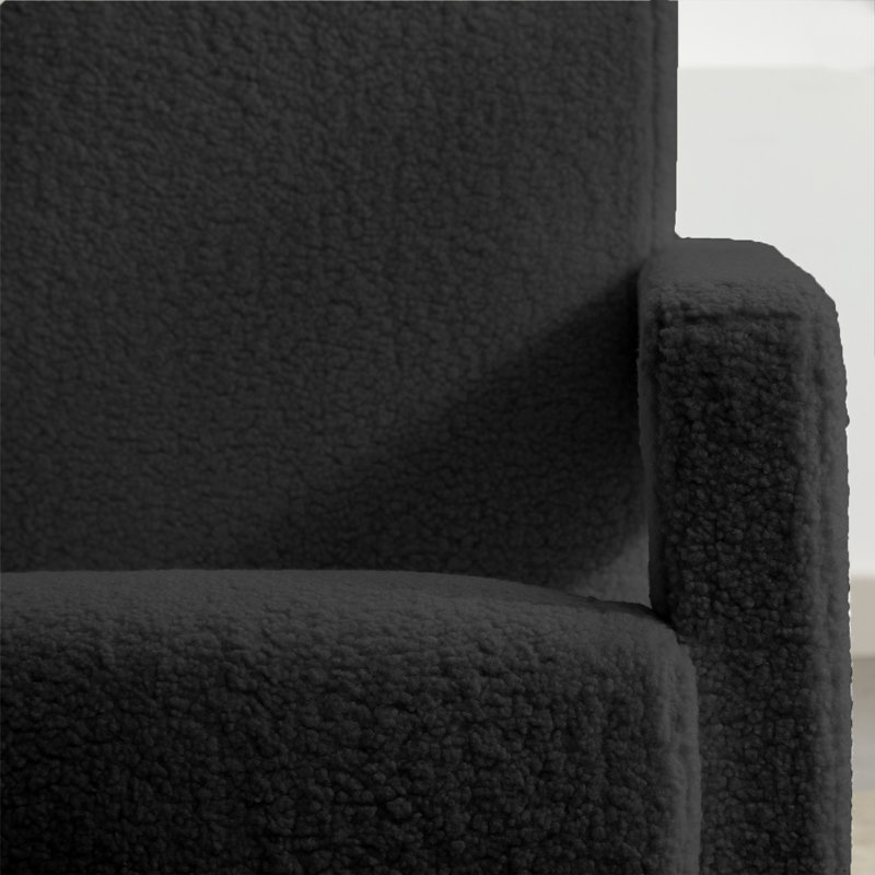 Modern  Lambswool Upholstered Accent Chair, Black