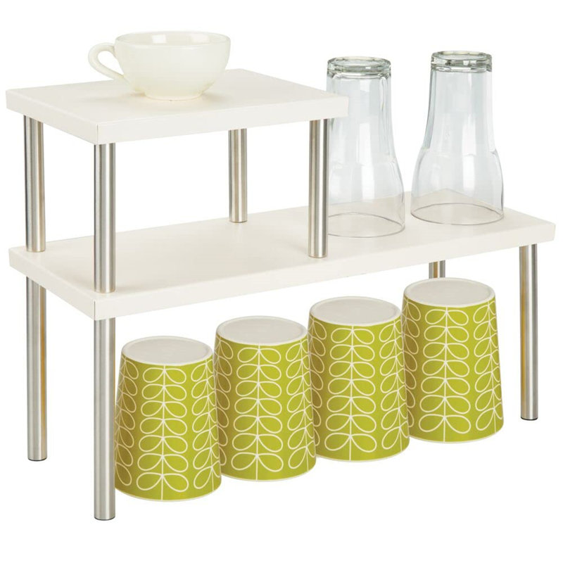 Nong Freestanding Stainless Steel Spice Rack with Adjustable Racks, Beige/Brushed Silver