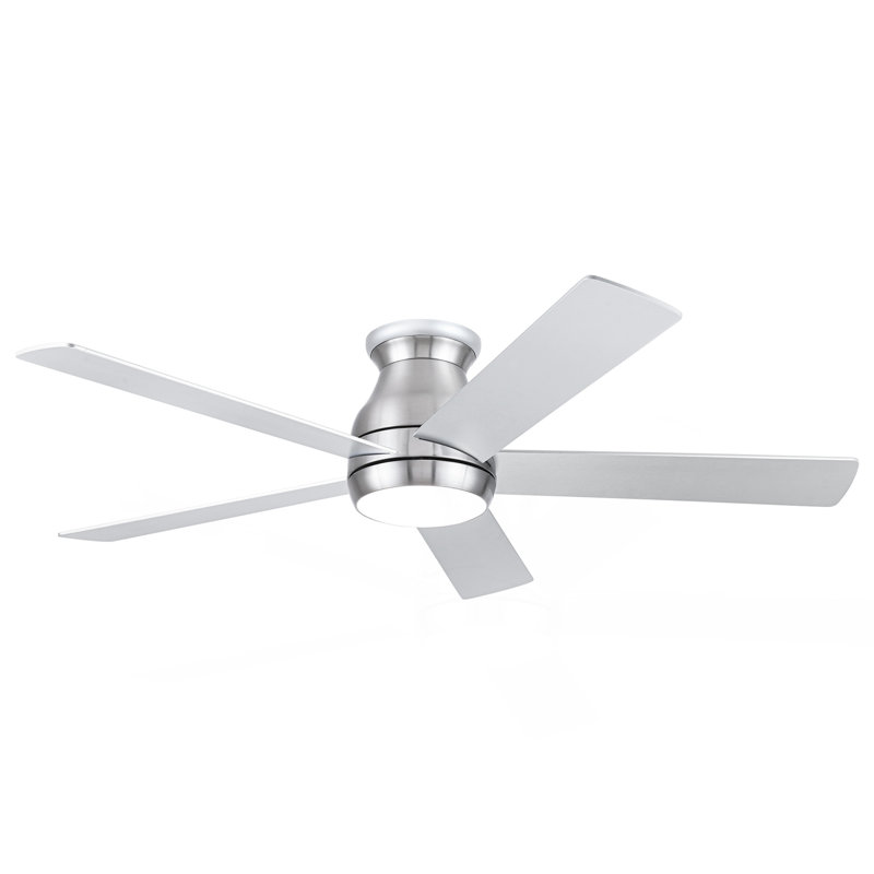 Ventilateur de plafond 52 po à profil bas en nickel brossé avec pales argentées