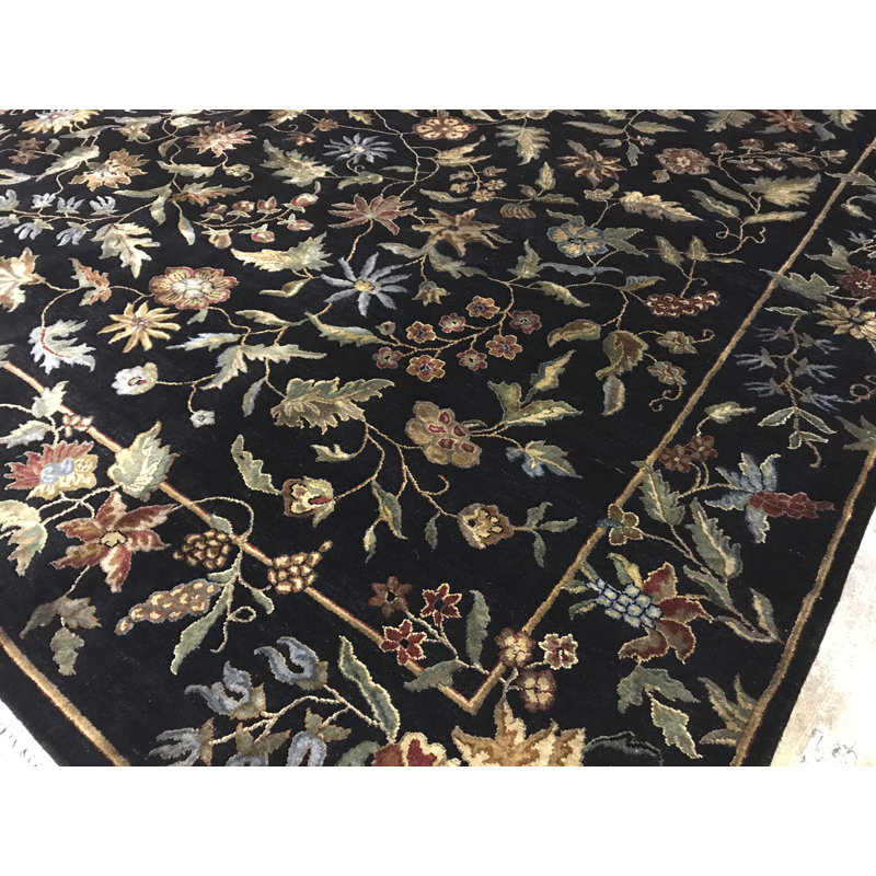 Hand-Knotted High-Quality Black Area Rug