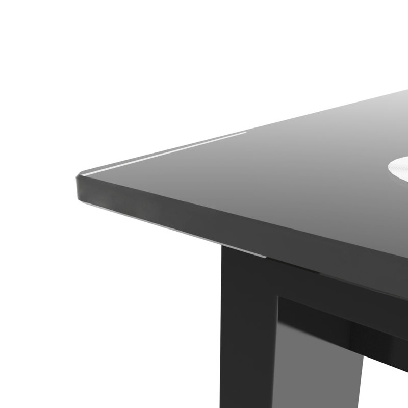 Table moderne - Verre trempé noir, rectangulaire, expérience palpitante, capacité de verre de 170 lb pour jouer, charge