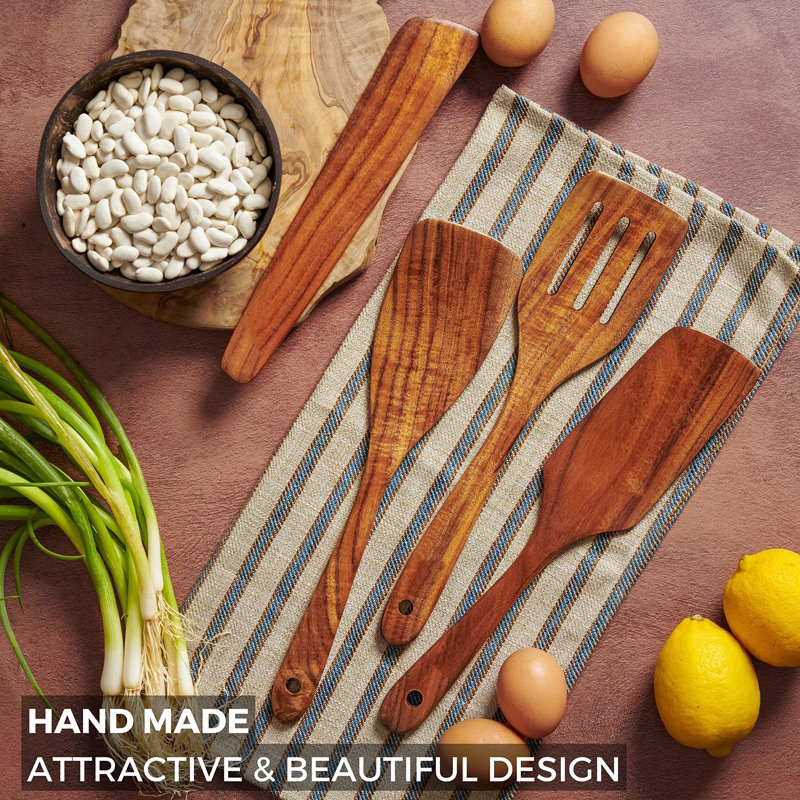Natural Teak Wooden Cooking Utensils Set of 4