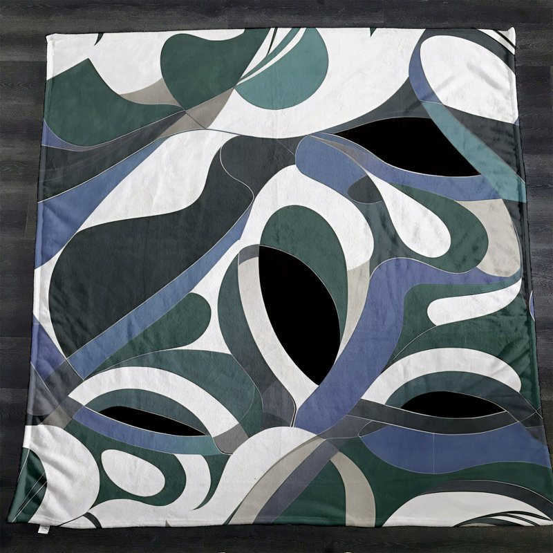 Throw Blanket, 68" W x 80" L, Marble/Abstract, Blue/Green/Gray