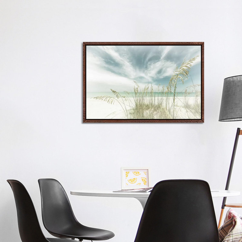 Heavenly Calmness On The Beach by Melanie Viola - Print on Canvas, Classic Brown Wood Framed