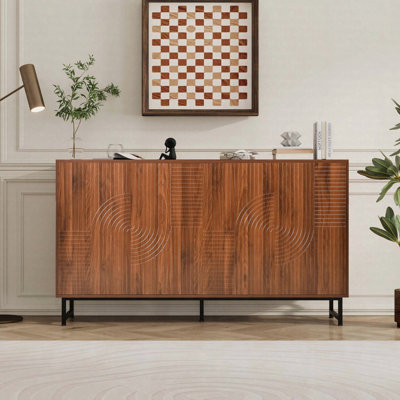 Mid-Century Modern Walnut Sideboard Buffet Cabinet