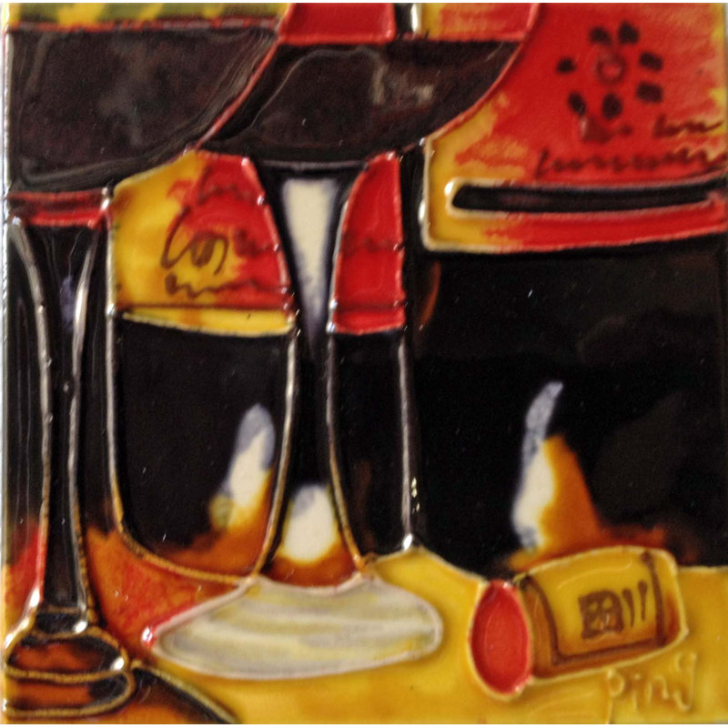 Porte-gobelet et sous-verre en céramique 4 po x 4 po Dark Wine