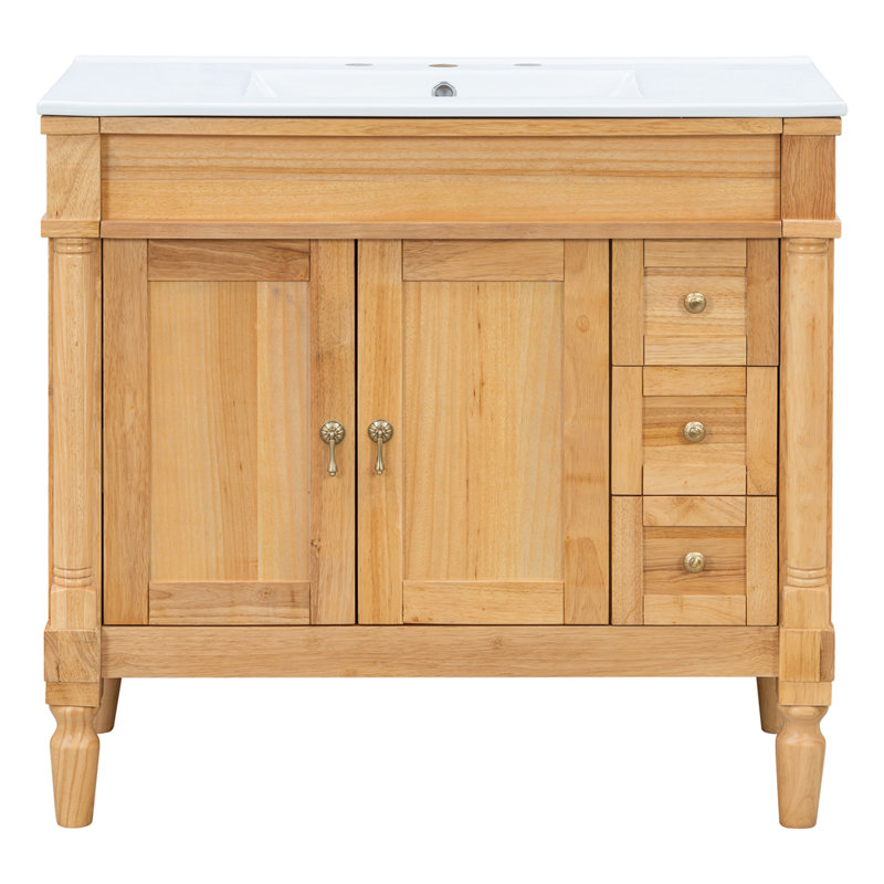 36" Bathroom Vanity with Ceramic Sink, Soft Close Doors, Adjustable Shelves, Modern Storage Cabinet for Small and Medium Bathrooms