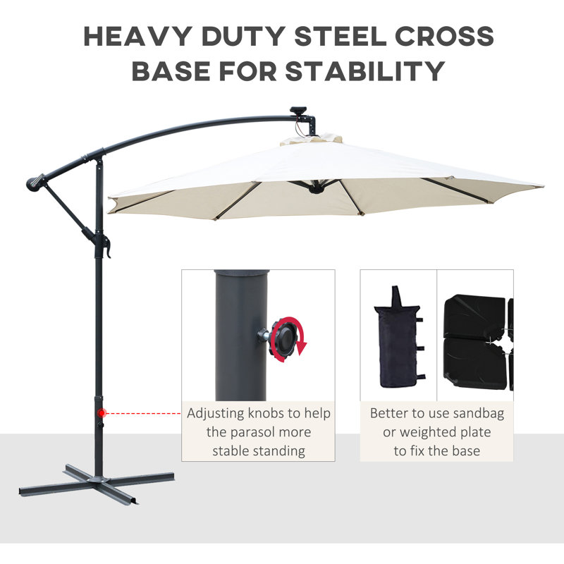 Sadie 2.9m Cantilever Parasol, Cream White