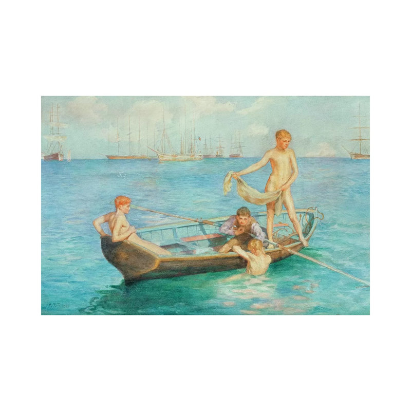 August Blue, 1896 by Henry Scott Tuke - Wrapped Canvas Painting, 20.32 cm H x 30.48 cm W