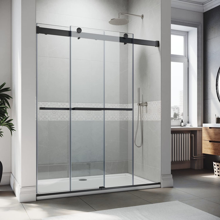 58'' - 60'' W x 72'' H Double Added Frameless Shower Door with Clear Glass