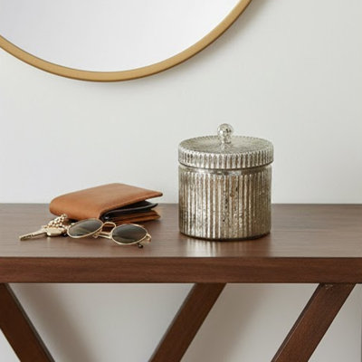 Scented Soy Wax Candle W Lid, Elegant Ribbed Glass Jar, Earl Grey