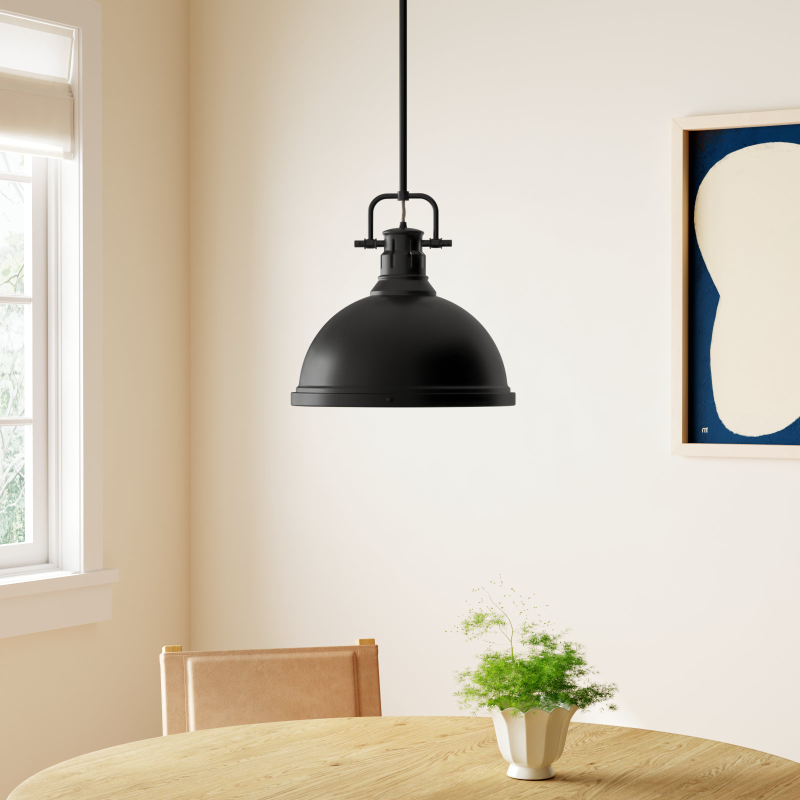 Calico 1 - Light Single Dome Pendant, Matte Black, Matte Black