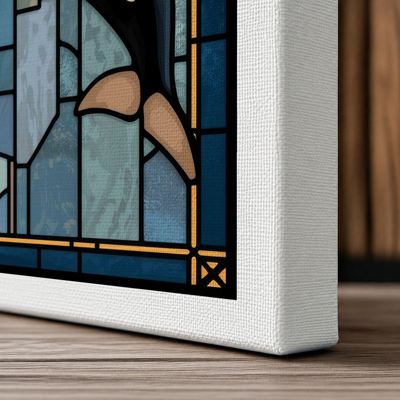 Stained Glass Orca Geometric - Wrapped Canvas, 18x12 - 45.7 x 30.5 cm, White Border