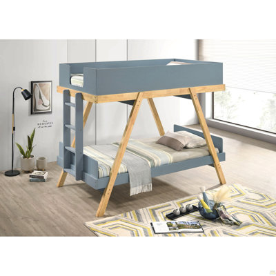 Crispin Blue Twin Over Twin Bunk Bed With Mattresses