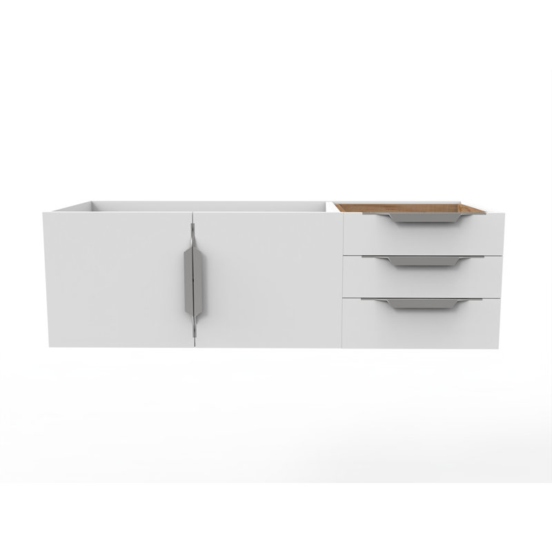 Base de meuble-lavabo mural 48 po Alpine, Blanc / nickel brossé