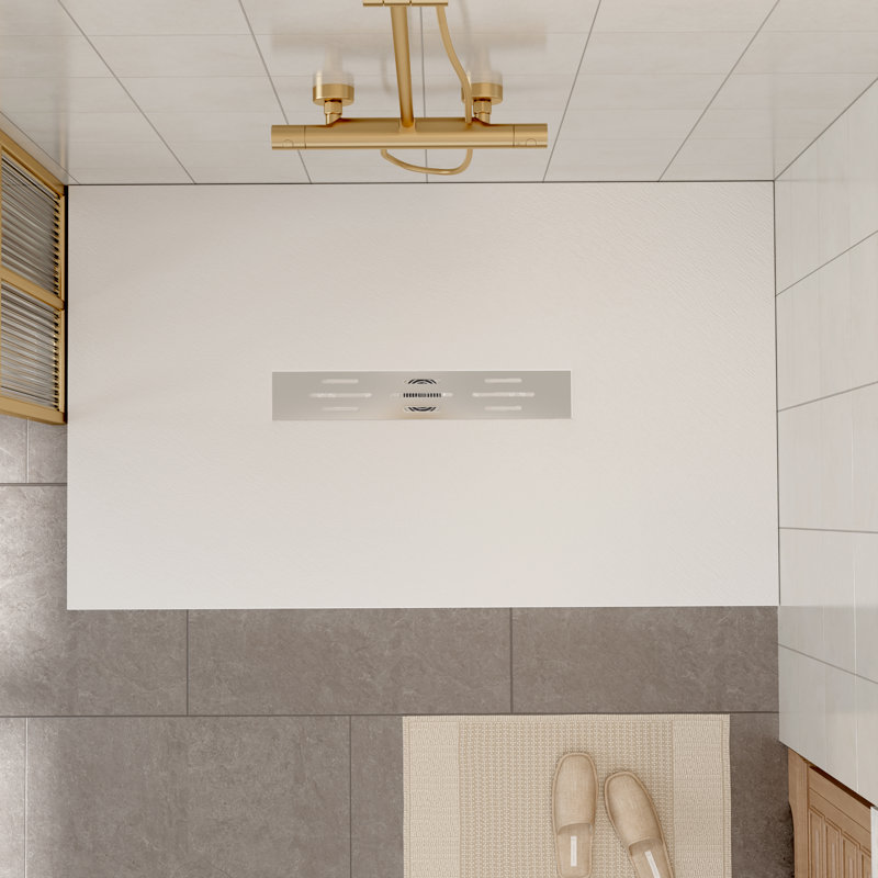 Base de douche 60 po L 60 po x l 36 po avec drain central en acier inoxydable et antidérapant