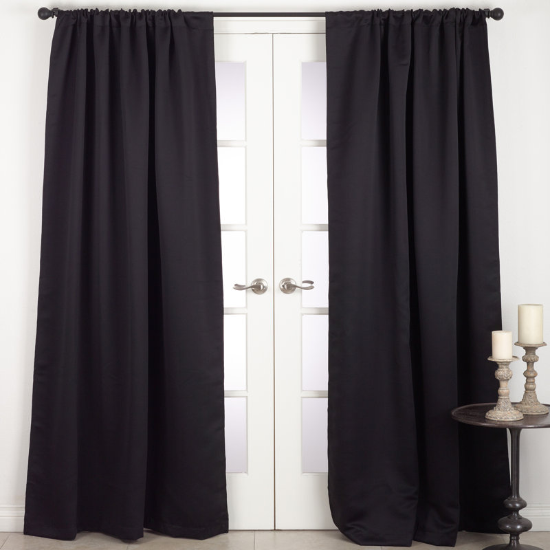 Cansler Blackout Curtain Single Panel, 54" W x 108" L, Black