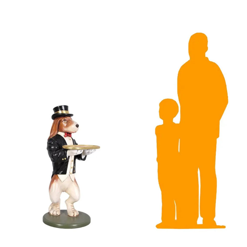 Grande statue de chien majordome Beagle