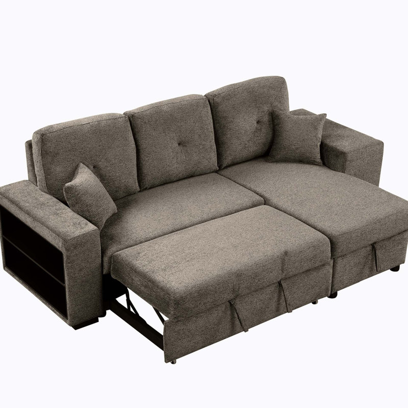 Canapé-lit Katishia, Velours Knox gris anthracite