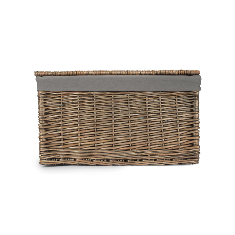 Wicker Extra Large Lined Storage Hamper Basket, Antique Wash/Grey