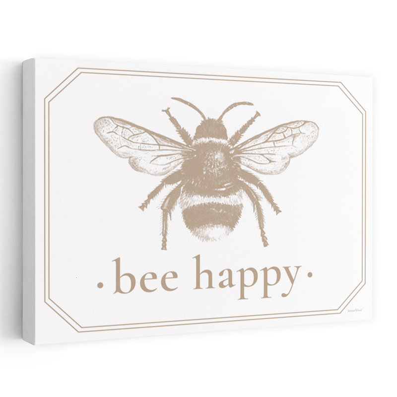 «Bee Happy», art contemporain naturel, H 16 po x l 24 po