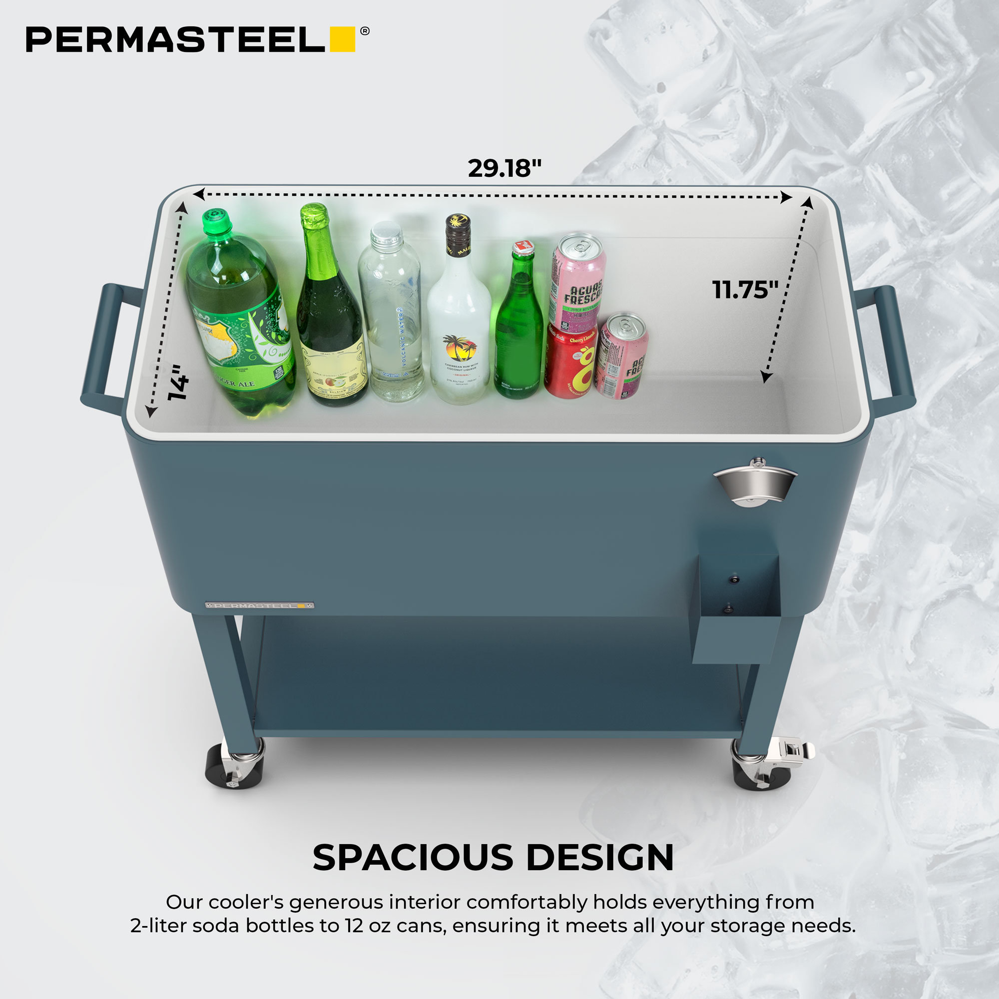 Permasteel 80-Qt Outdoor Patio Cooler with Removable Basin, Without Divider, Teal