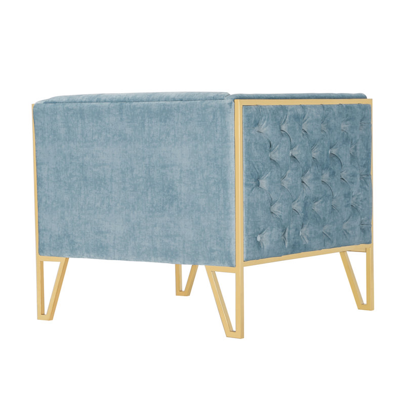 Lebel Velvet Armchair, Ocean Blue