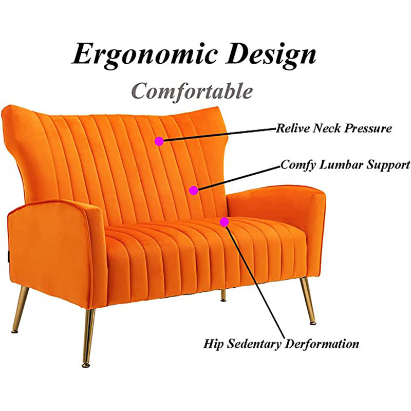 Launius Velvet Armchair, Orange Velvet