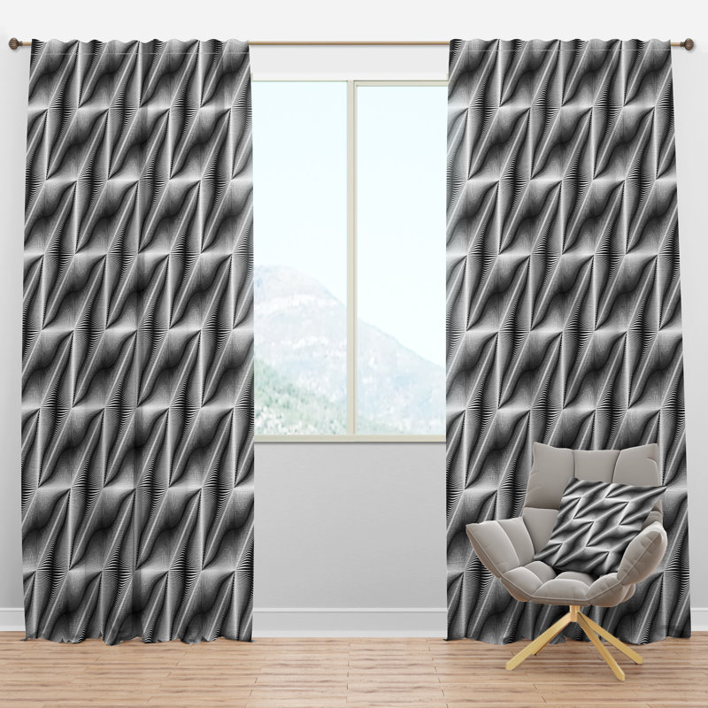 Panneau de rideau simple semi-diaphane avec passe-tringle Mid-Century, l 52 po x L 108 po