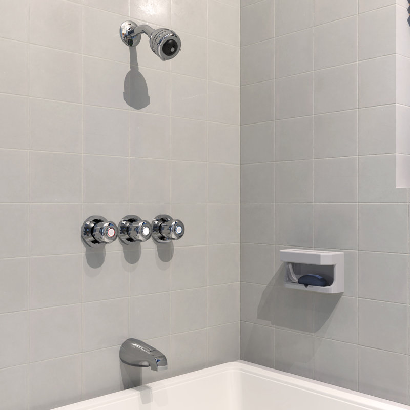 Polished Chrome Wall Mounted Shower Faucet with Three Handles