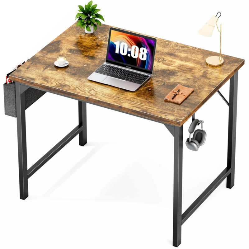Bureaux de travail modernes en bois de style simple avec rangement, Brun rustique, H 29,8 po x l 63 po x P 19,7 po