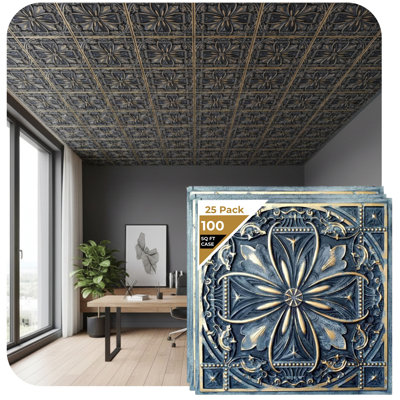 Milan 24'' L x 24'' W Textured PVC Drop-In & Glue Up Ceiling Tile Ceiling Tile