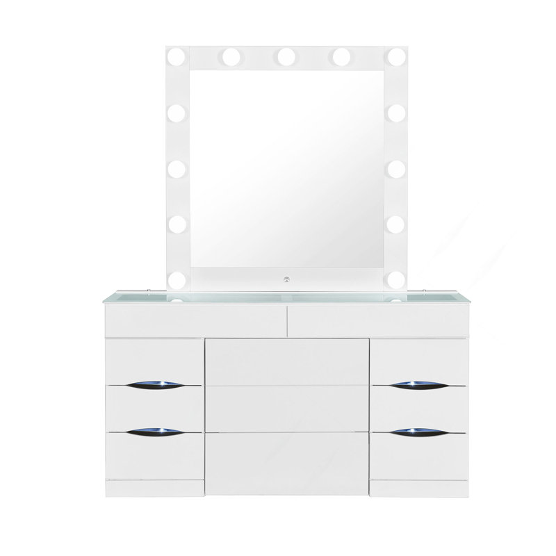 Ensemble de coiffeuse avec tabouret, Blanc