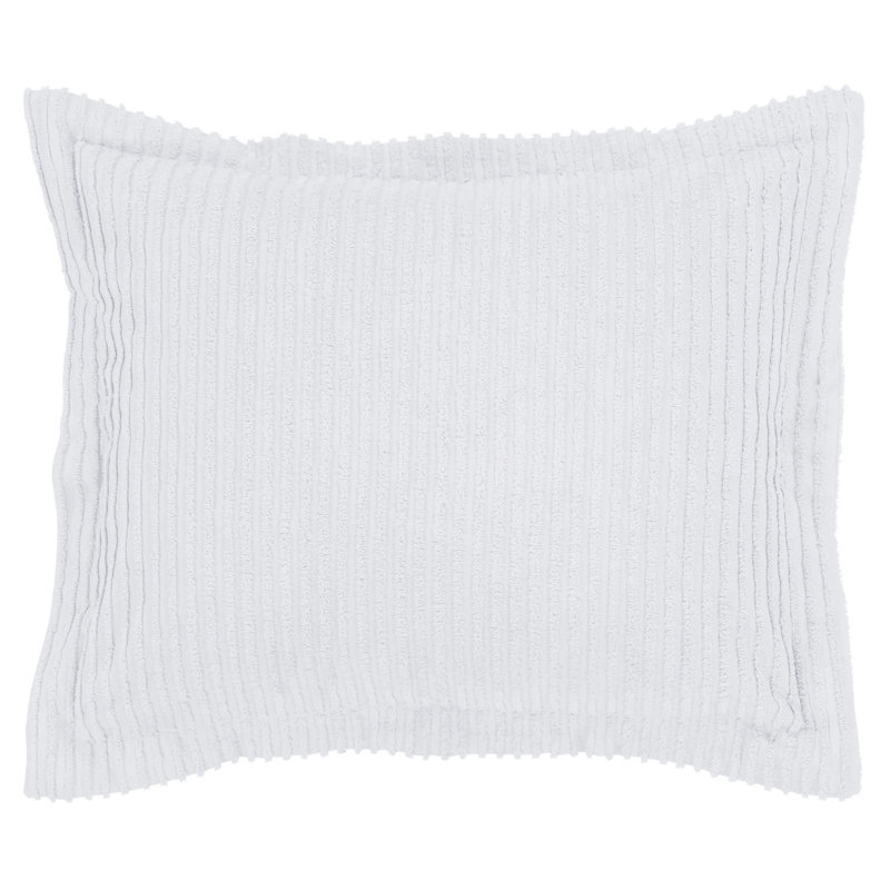 Jullian 100% Cotton Tufted Pillow Sham, Modern Stripe Design, Soft Breathable Decorative Cover, OEKO-TEX Certified, Machine Washable, Standard (21" x 27"), White, All-Season